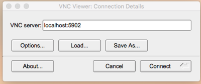 thumbMac Tiger VNC Viewer Connection Details Dialogue Box